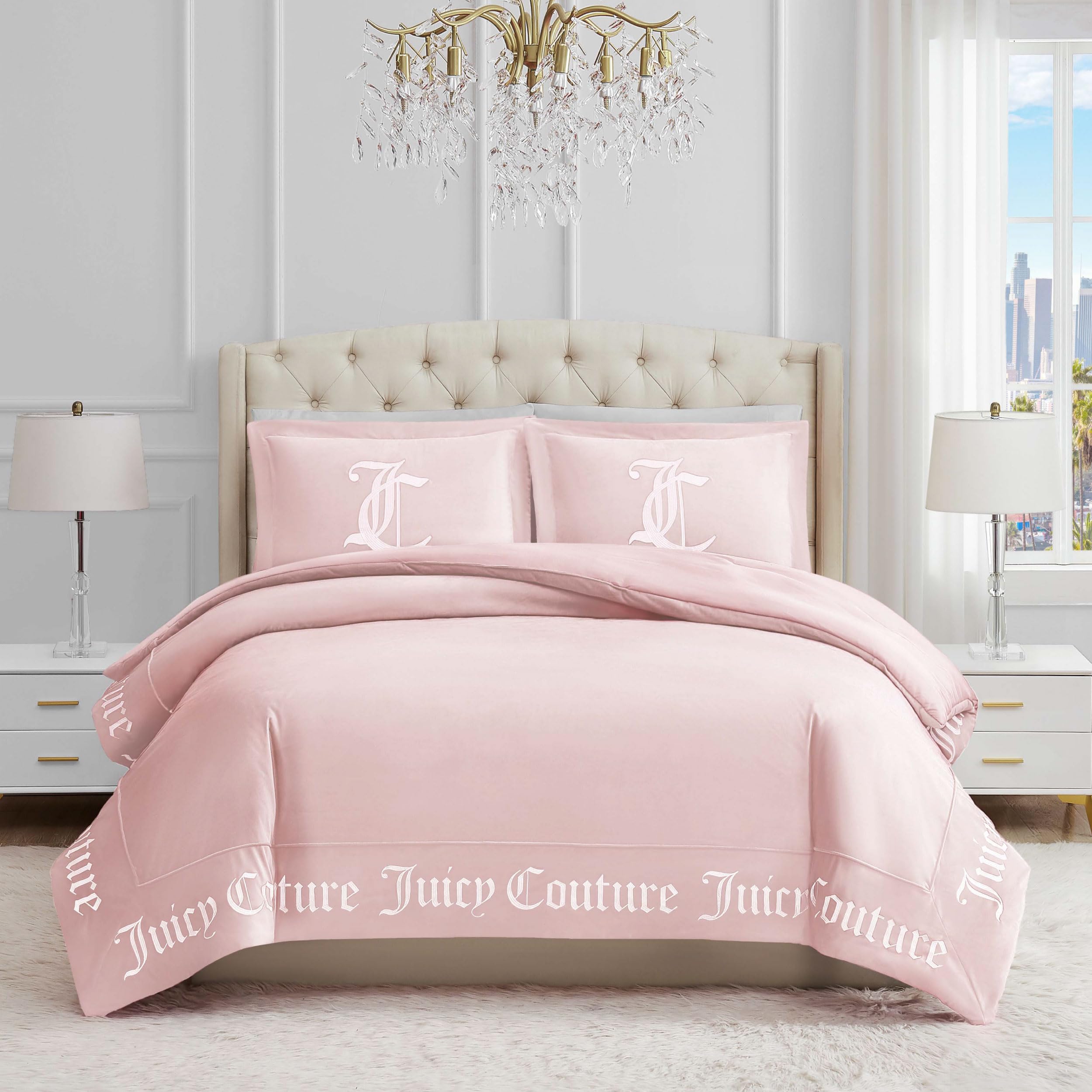 Juicy Couture - Comforter Set - Gothic Design Bedding - Full/Queen - 3 Piece Set Includes (1) 90' X 92' Comforter And (2) 20'